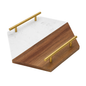 Marble & Acacia Wood Serving Tray with Gold Handles – Luxury Decorative Serving Board