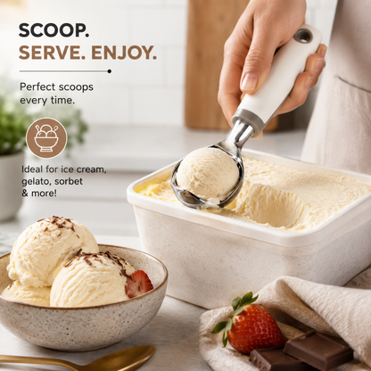 Stainless Steel Ice Cream Scoop – Ergonomic Dessert & Cookie Scoop