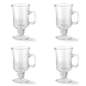 Set of 4 Irish Coffee Glass Mugs - Clear Heat-Resistant Pedestal Cups