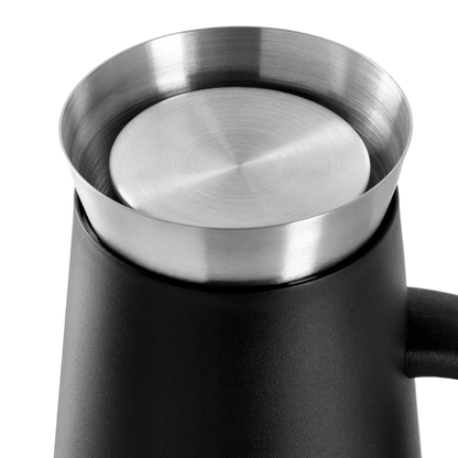 1L Matte Black Double Wall Vacuum Jug with Stainless Steel Rim - Insulated Flask