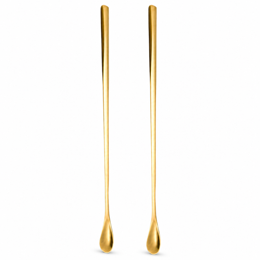 Luxury Gold Long Handle Tea Spoon Set – Elegant Stainless Steel Mixing & Dessert Spoons