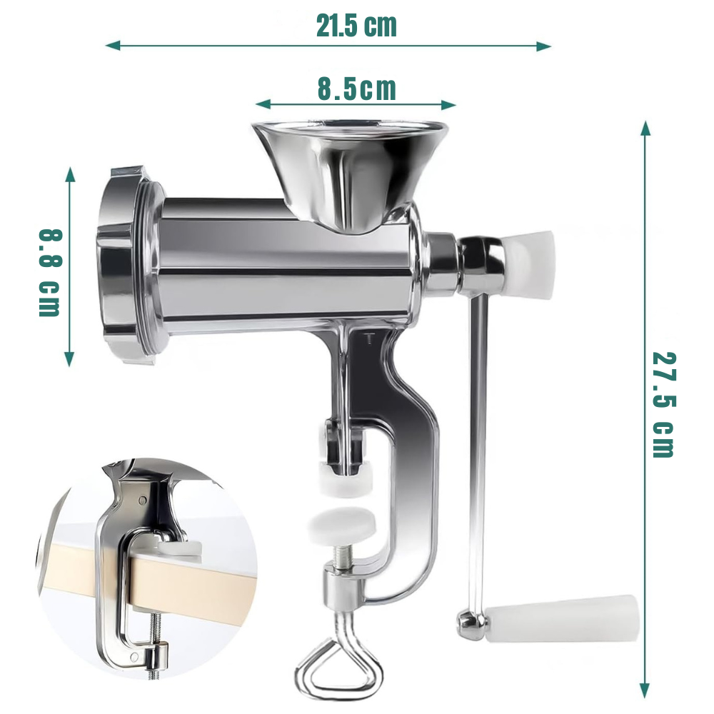 Manual Aluminium Alloy Meat Grinder - Hand-Crank Mincer with Table Clamp