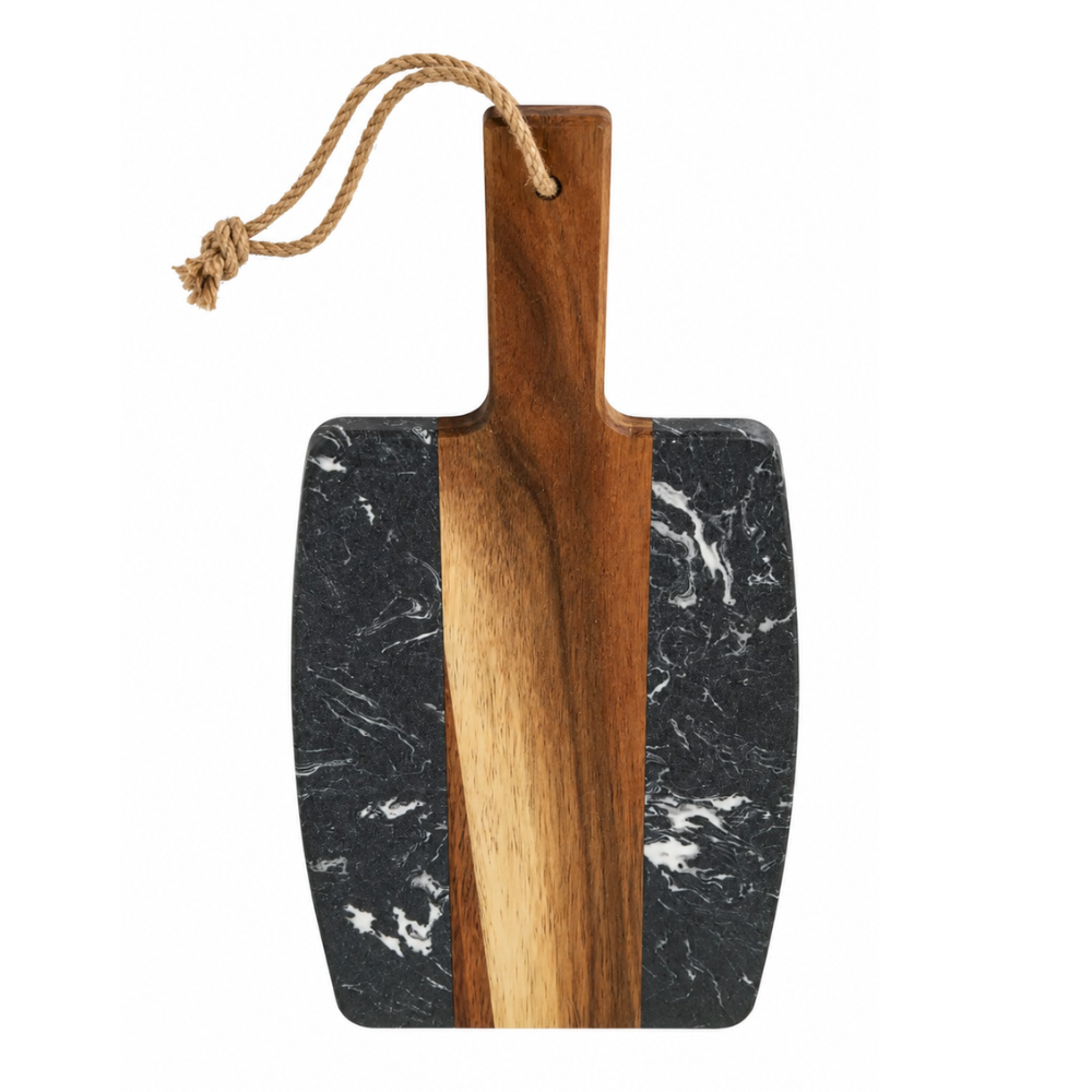 Marble & Acacia Wood Serving Board – 38 cm Premium Cheese & Snack Platter Board