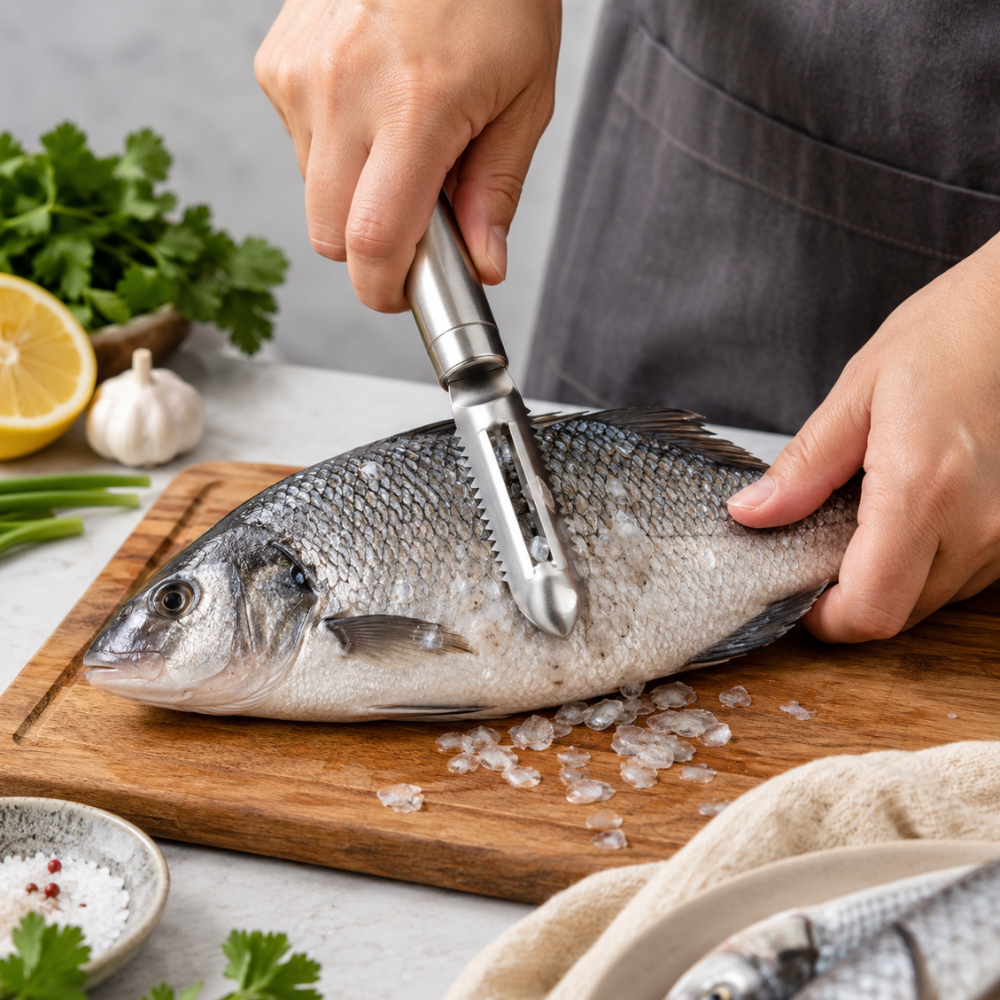 Stainless Steel Mini Fish Scale Planer – 20 cm Fish Scaler & Peeler Tool