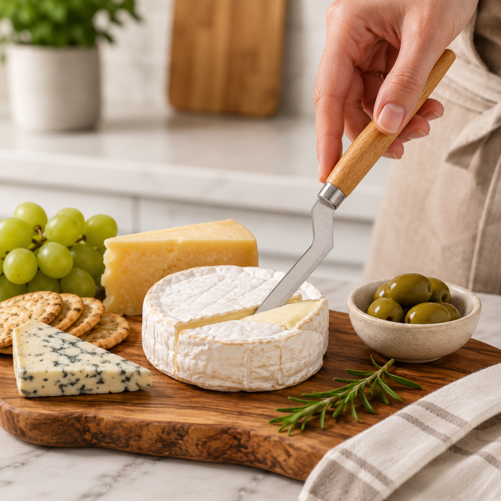 Stainless Steel Narrow Cheese Knife – 20 cm Wooden Handle Cheese Slicer