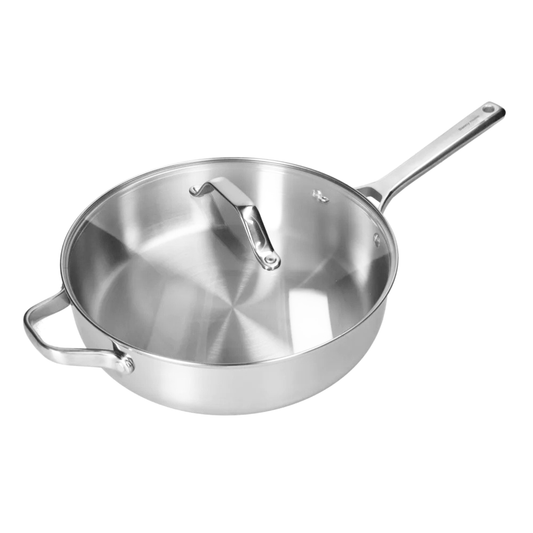 Stainless Steel Chef's Classic Pan with Lid - Multi-Purpose Cooking Pan - 30 cm