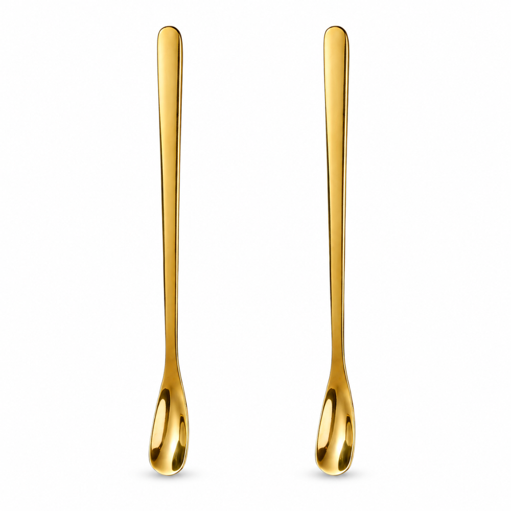 Luxury Gold Long Handle Mini Spoon Set – Elegant Stainless Steel Coffee & Dessert Spoons