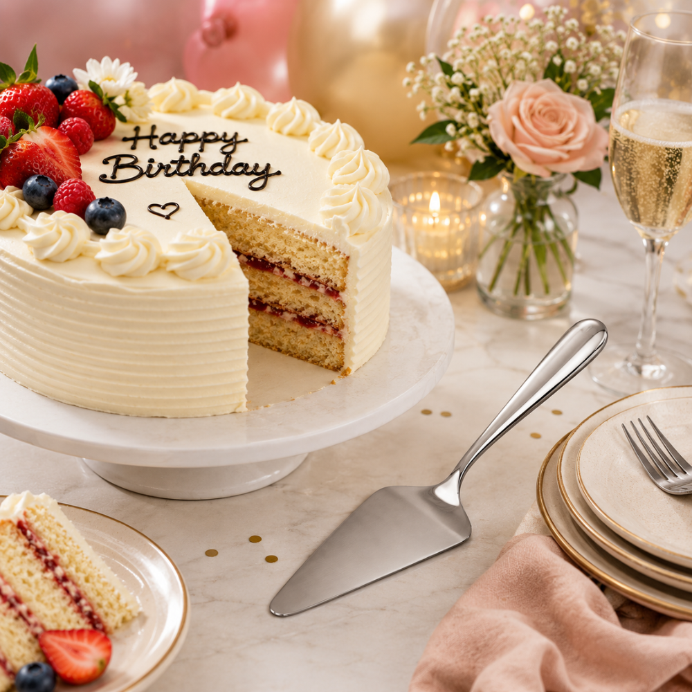 Stainless Steel Cake Server – 25 cm Dessert & Pie Serving Spatula