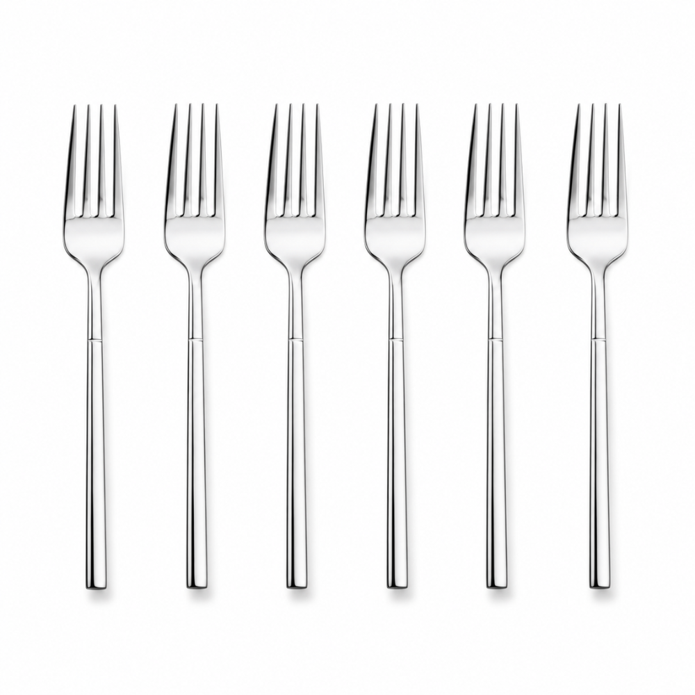 Stainless Steel Dessert Fork Set – 6 Piece Modern Dining & Dessert Fork Collection