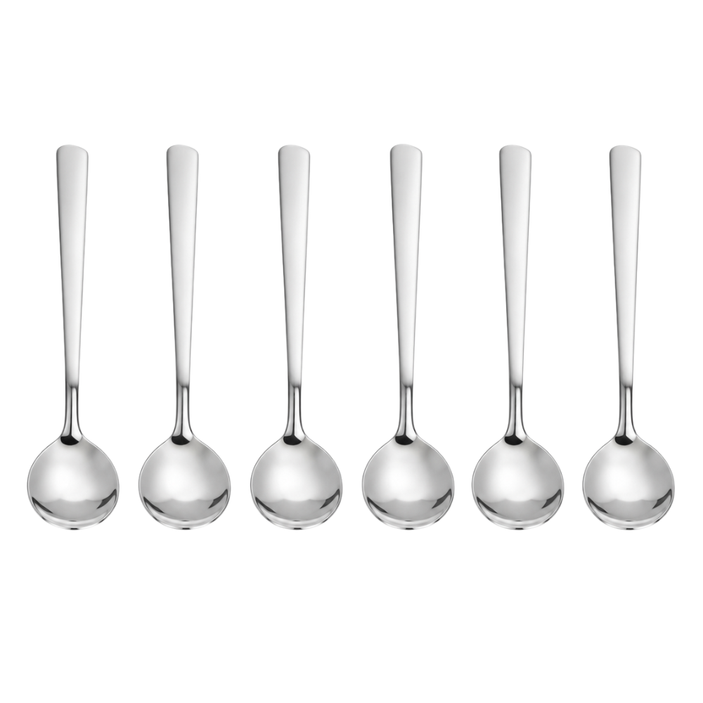 Stainless Steel Dessert Spoon Set – 6 Piece Modern Tea & Dessert Spoon Collection