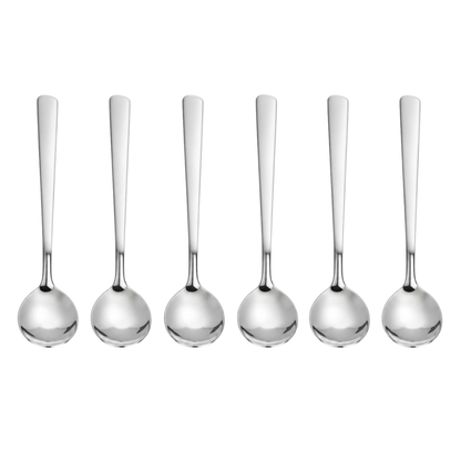 Stainless Steel Dessert Spoon Set – 6 Piece Modern Tea & Dessert Spoon Collection