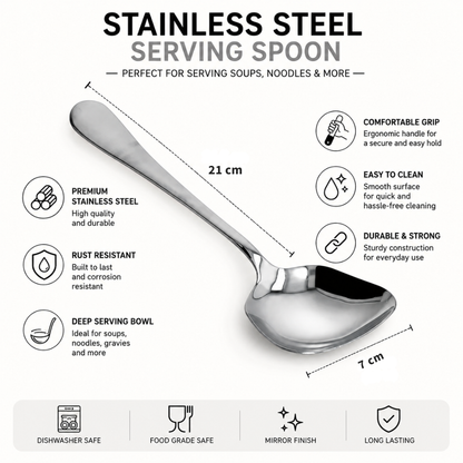 Stainless Steel Noodle Serving Spoon – 21 cm Kitchen Pasta & Noodle Server