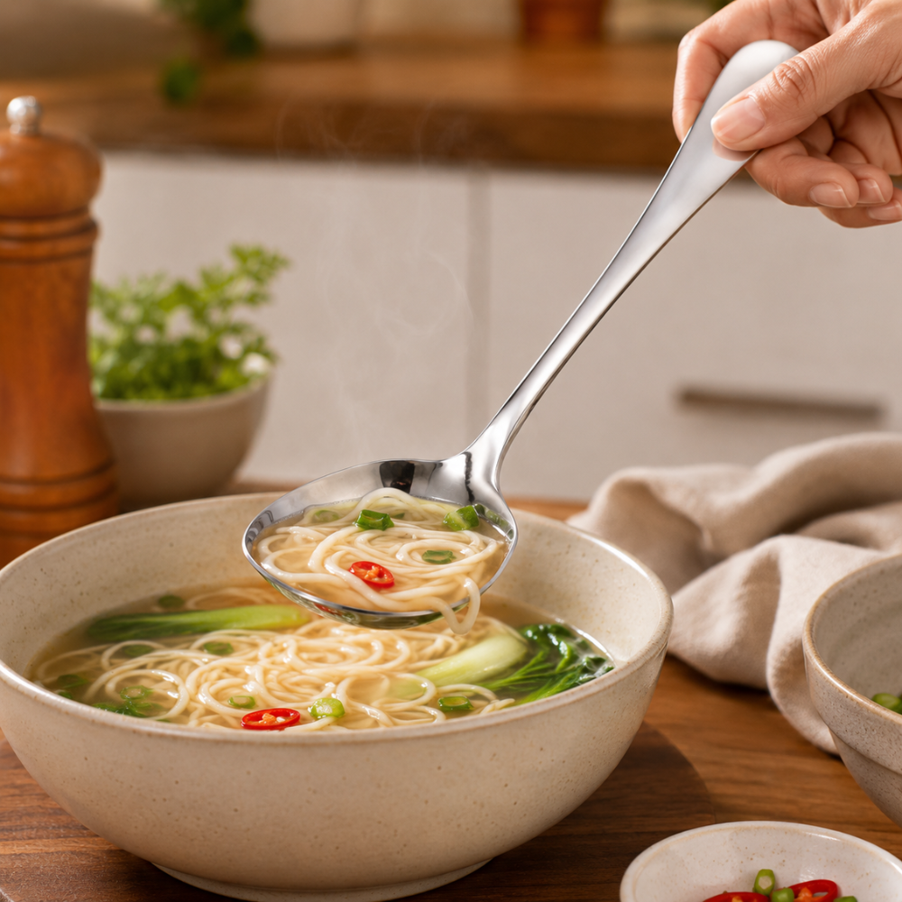 Stainless Steel Noodle Serving Spoon – 21 cm Kitchen Pasta & Noodle Server