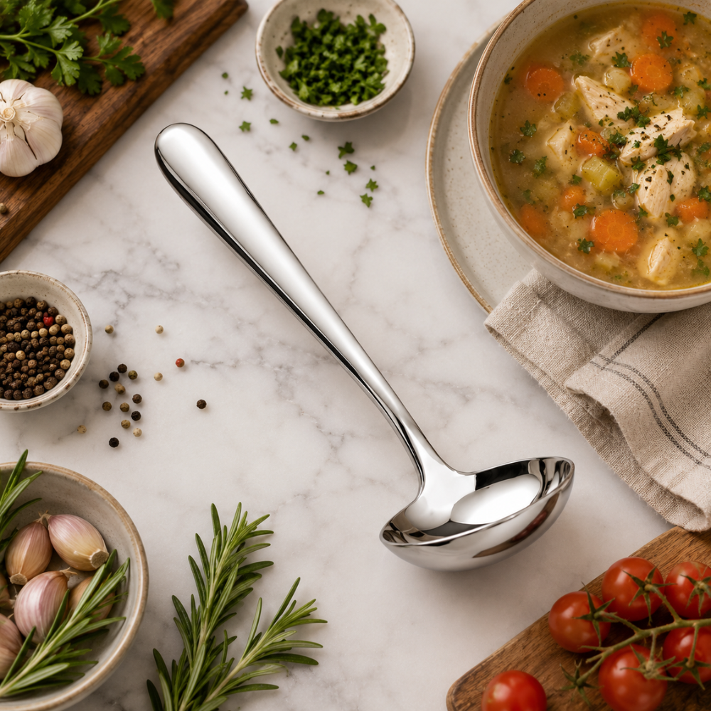 Stainless Steel Soup Ladle – 25 cm Kitchen Serving Spoon