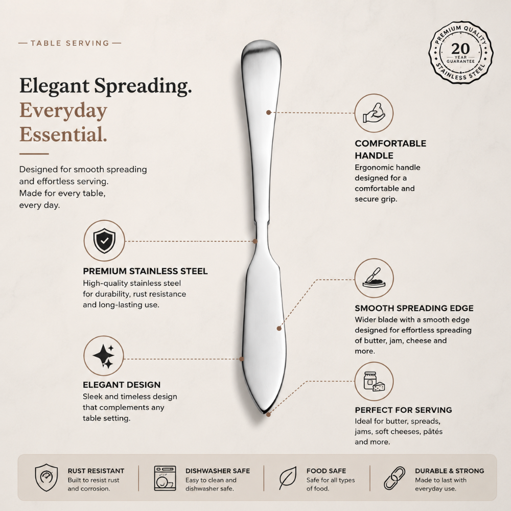 Stainless Steel Butter Knife – Multi-Purpose Spreader Knife
