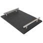 Slate Serving Tray with Stainless Steel Handles –  31 cm Modern Food & Beverage Serving Board
