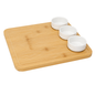 Square Bamboo Serving Board with 3 Ceramic Dip Bowls - 29 cm Stylish Serving Set