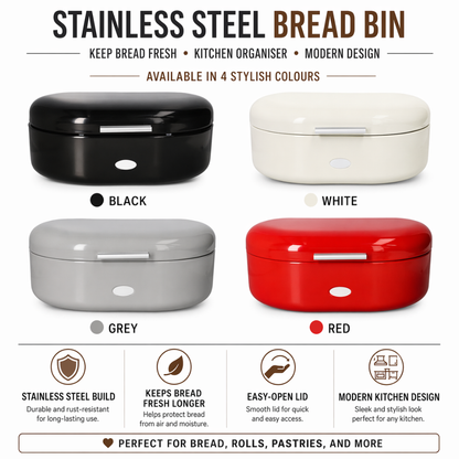 Stainless Steel Bread Bin – Modern Kitchen Bread Storage Box