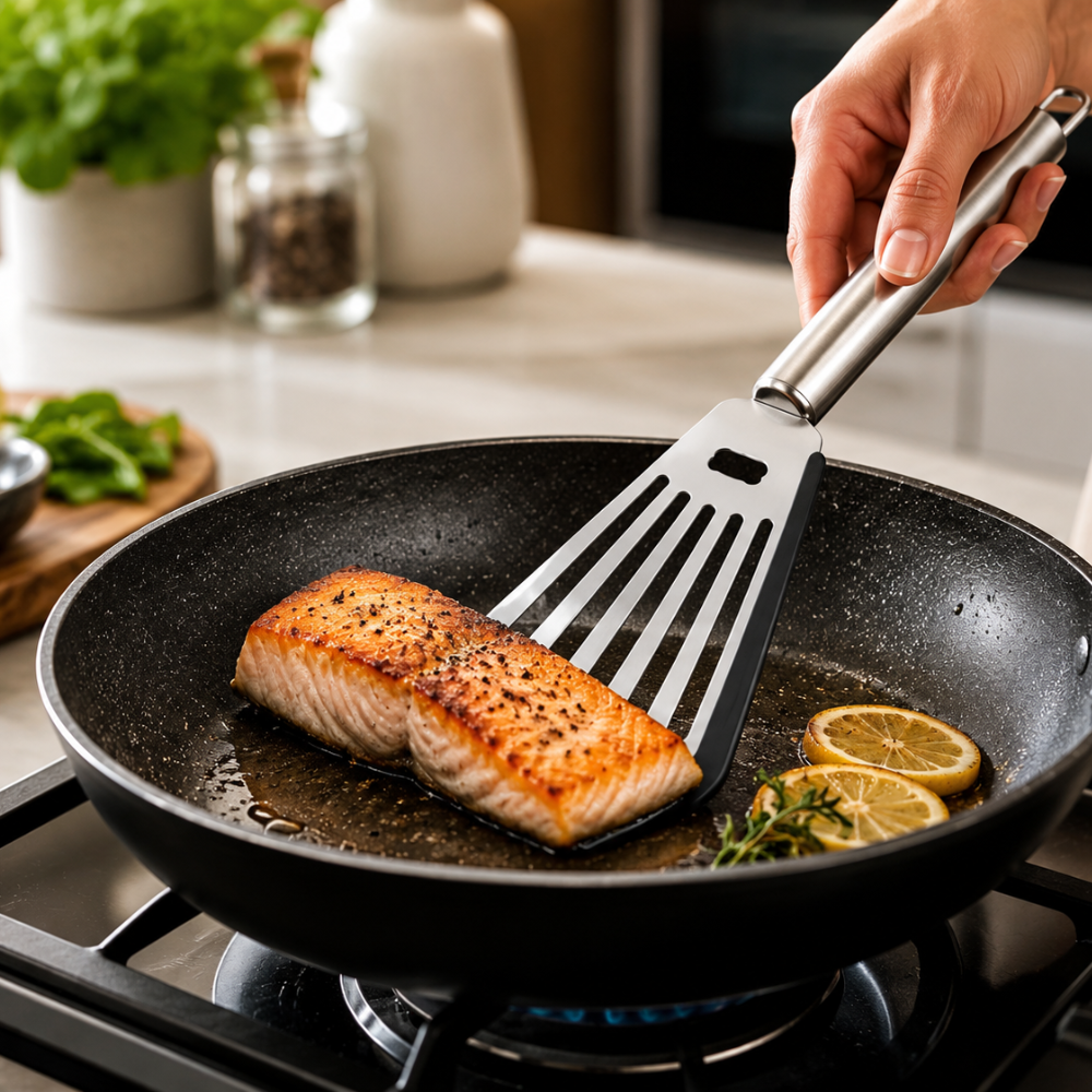 Stainless Steel Fish Turner Spatula – 31 cm Slotted Kitchen Turner