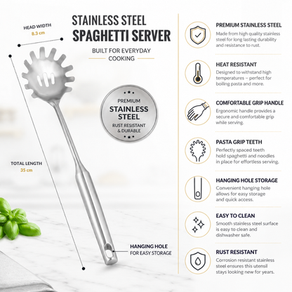 Stainless Steel Spaghetti Server Spoon – 35 cm Pasta Serving Spoon