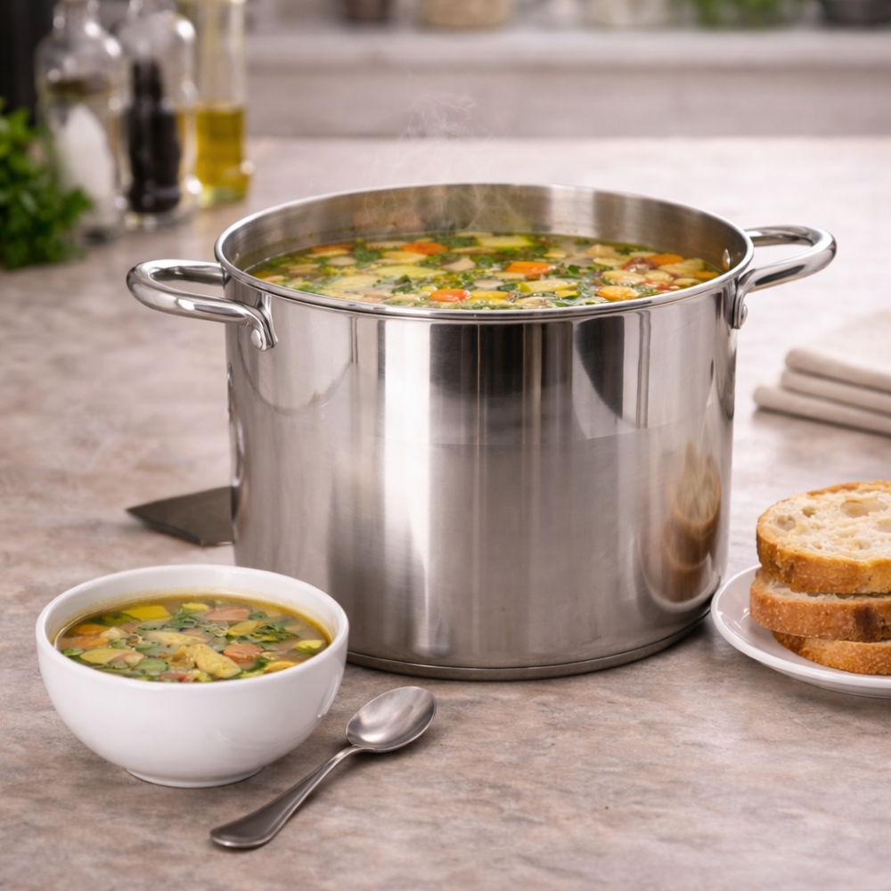 Stainless Steel Stockpot with Glass Lid - Heavy-Duty Cooking Pot