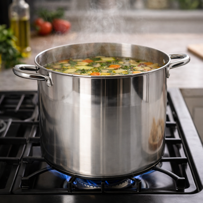 Stainless Steel Stockpot with Glass Lid - Heavy-Duty Cooking Pot