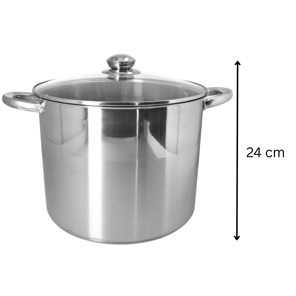 Stainless Steel Stockpot with Glass Lid - Induction Compatible