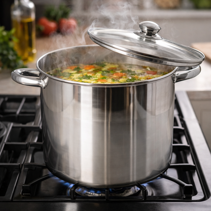 Stainless Steel Stockpot with Glass Lid - Induction Compatible