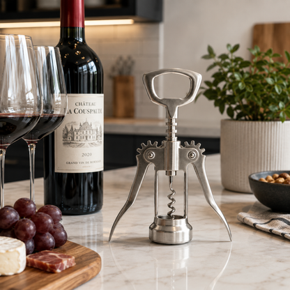 Premium Stainless Steel Wing Corkscrew Wine Opener - 16.5 cm