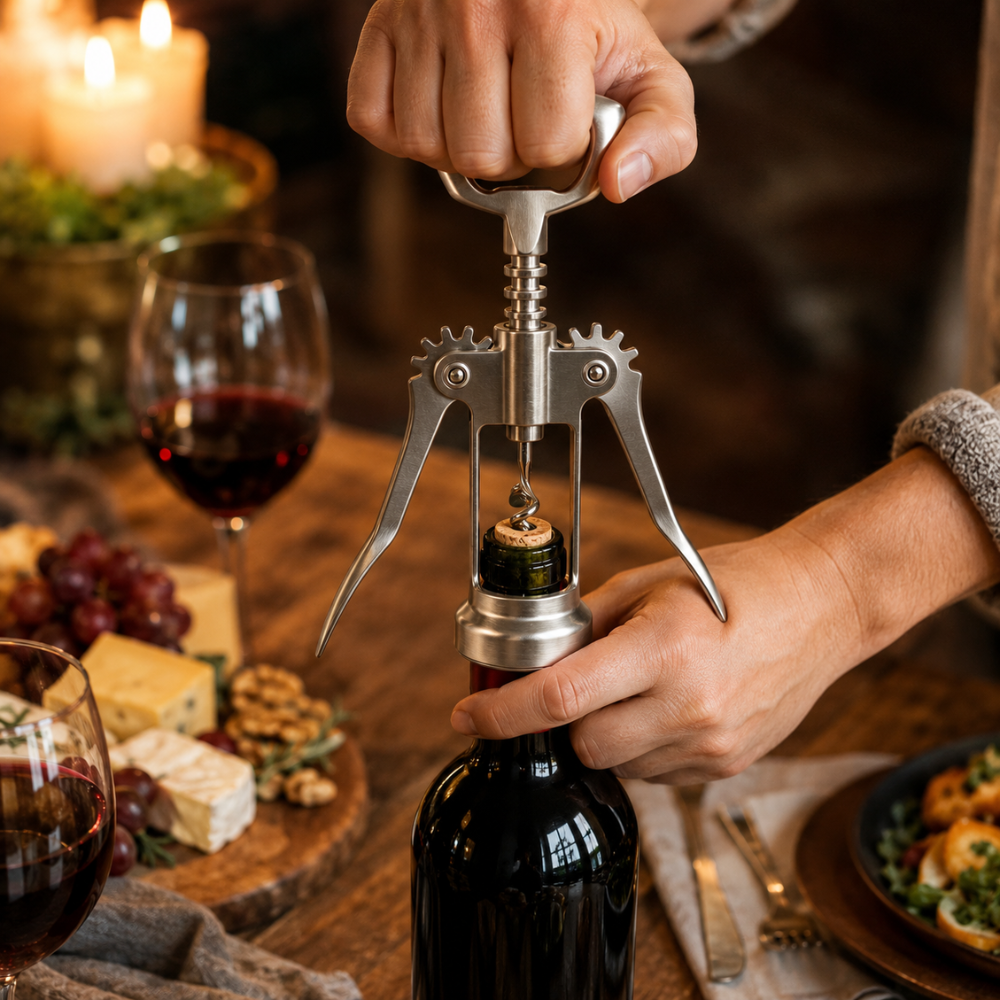Premium Stainless Steel Wing Corkscrew Wine Opener - 16.5 cm