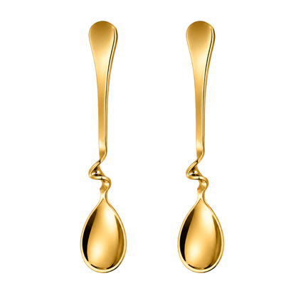 Luxury Gold Twisted Tea Spoon Set – 2 Piece Stainless Steel Coffee & Dessert Spoon