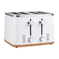 4 Slice Stainless Steel Toaster – White Modern Kitchen Bread Toaster
