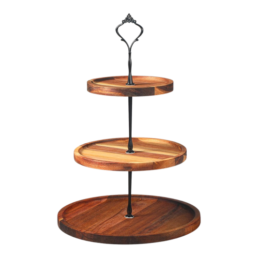3-Tier Wooden Cake & Cupcake Stand – 35 cm Dessert, Snack and Serving Display