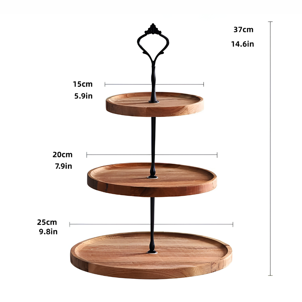 3-Tier Wooden Cake & Cupcake Stand – 35 cm Dessert, Snack and Serving Display