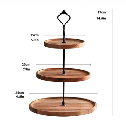 3-Tier Wooden Cake & Cupcake Stand – 35 cm Dessert, Snack and Serving Display