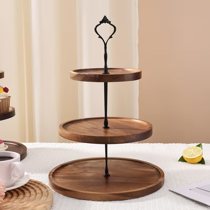 3-Tier Wooden Cake & Cupcake Stand – 35 cm Dessert, Snack and Serving Display