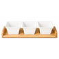 3-Piece Ceramic Serving Bowl Set with Bamboo Tray