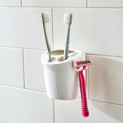 2-Piece Bathroom Accessory Set - Toothbrush Holder & Soap Dish Organizer
