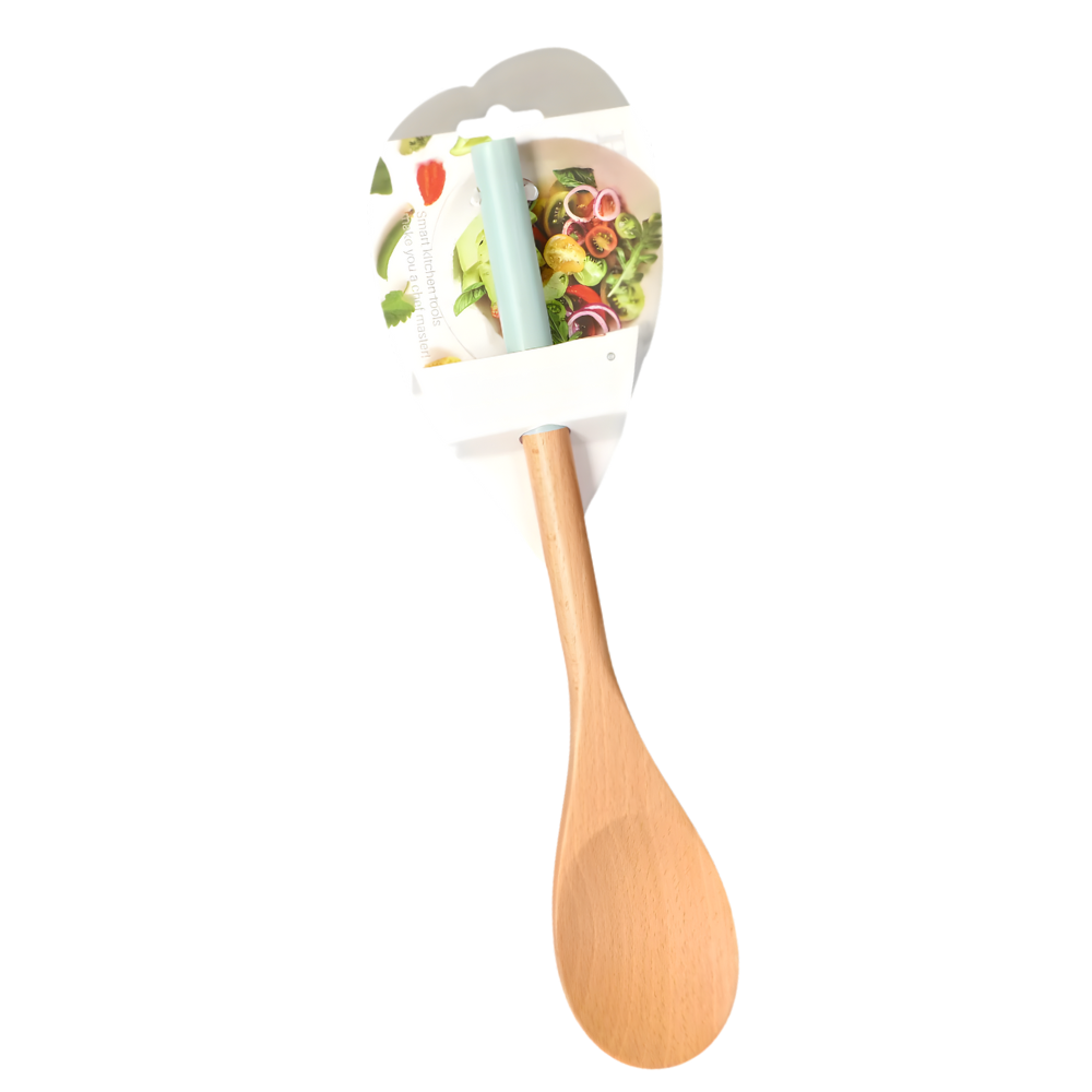 5-Piece Wooden Kitchen Utensil Set with Scissors-Non-Scratch Cooking Tools