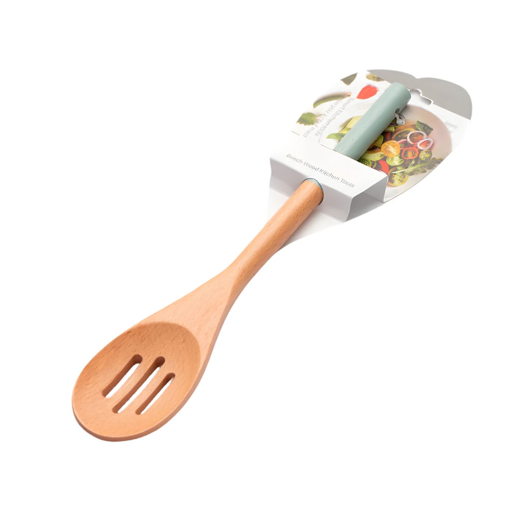 5-Piece Wooden Kitchen Utensil Set with Scissors-Non-Scratch Cooking Tools