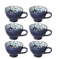 6-Piece Porcelain Breakfast Mug Set - Vintage Floral Design
