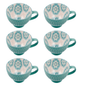 6-Piece Porcelain Breakfast Mug Set - Vintage Floral Design
