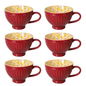 6-Piece Porcelain Breakfast Mug Set - Vintage Floral Design