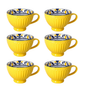 6-Piece Porcelain Breakfast Mug Set - Vintage Floral Design