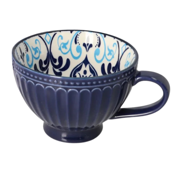 6-Piece Porcelain Breakfast Mug Set - Vintage Floral Design