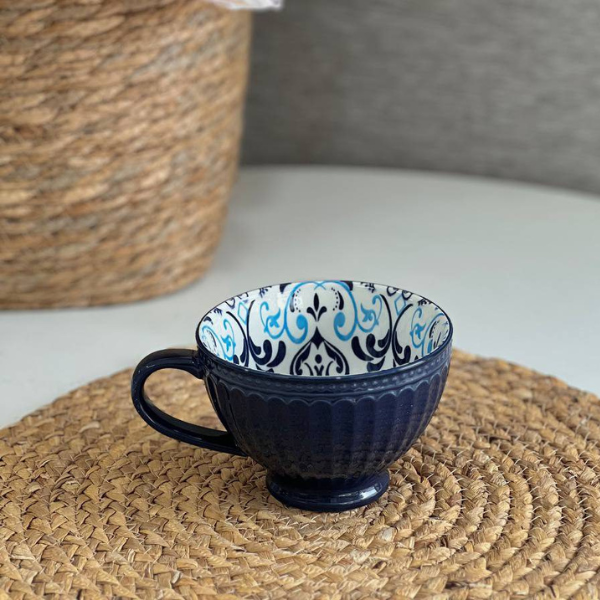 6-Piece Porcelain Breakfast Mug Set - Vintage Floral Design