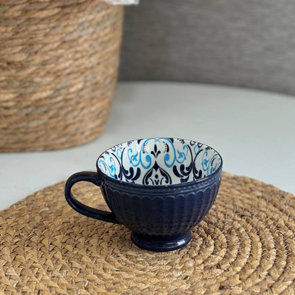 6-Piece Porcelain Breakfast Mug Set - Vintage Floral Design