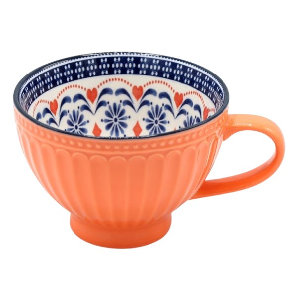 6-Piece Porcelain Breakfast Mug Set - Vintage Floral Design