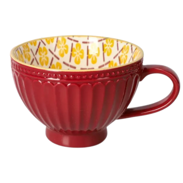 6-Piece Porcelain Breakfast Mug Set - Vintage Floral Design