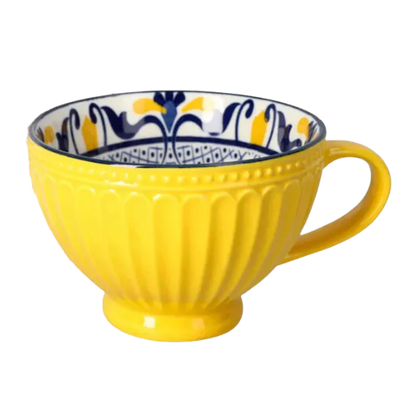 6-Piece Porcelain Breakfast Mug Set - Vintage Floral Design